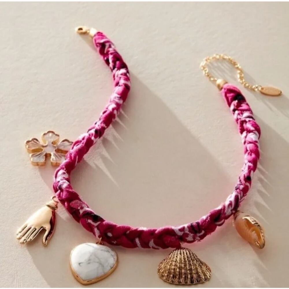 Free People | NWT | Sky Charm Bandana Necklace - Pink | MSRP $48